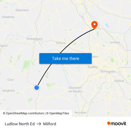 Ludlow North Ed to Milford map