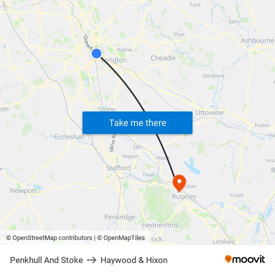 Penkhull And Stoke to Haywood & Hixon map