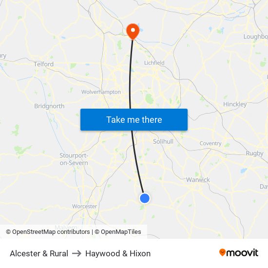 Alcester & Rural to Haywood & Hixon map