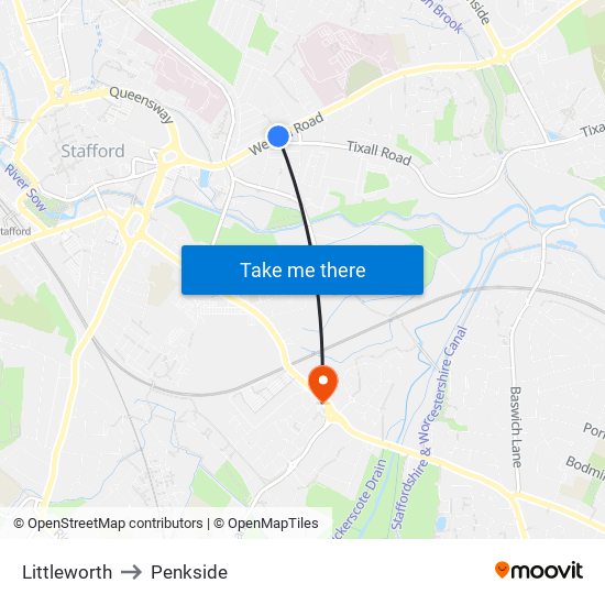 Littleworth to Penkside map