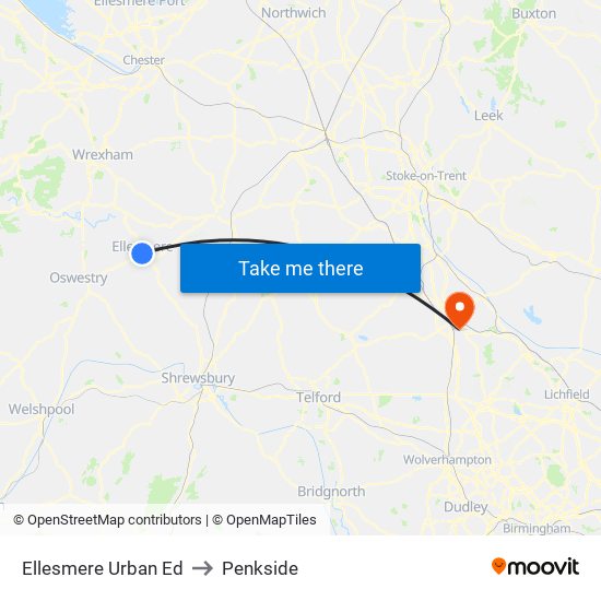 Ellesmere Urban Ed to Penkside map