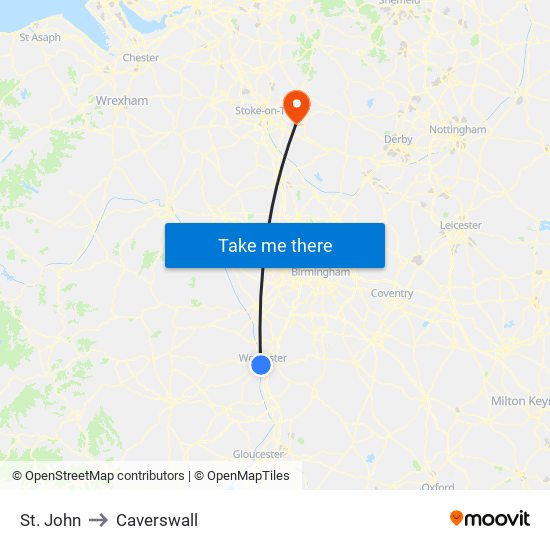 St. John to Caverswall map