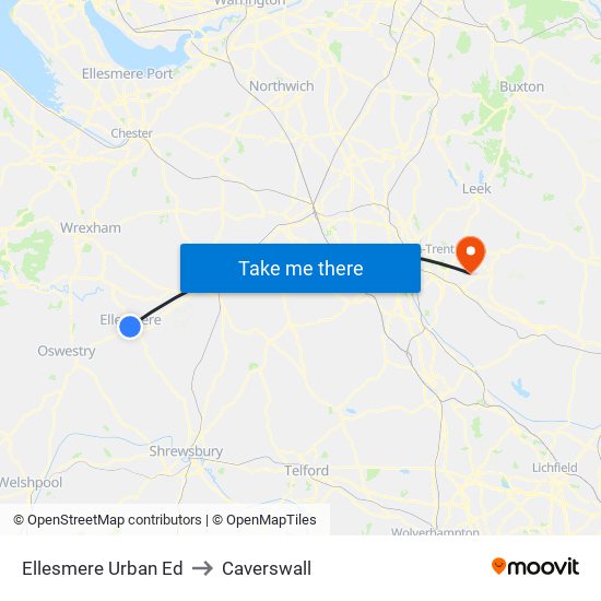 Ellesmere Urban Ed to Caverswall map