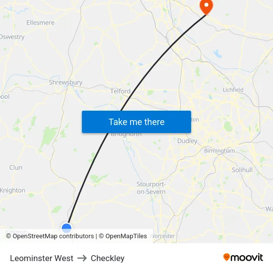 Leominster West to Checkley map