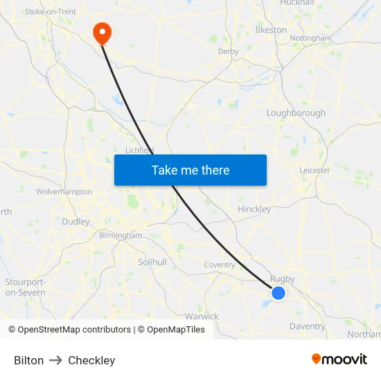 Bilton to Checkley map
