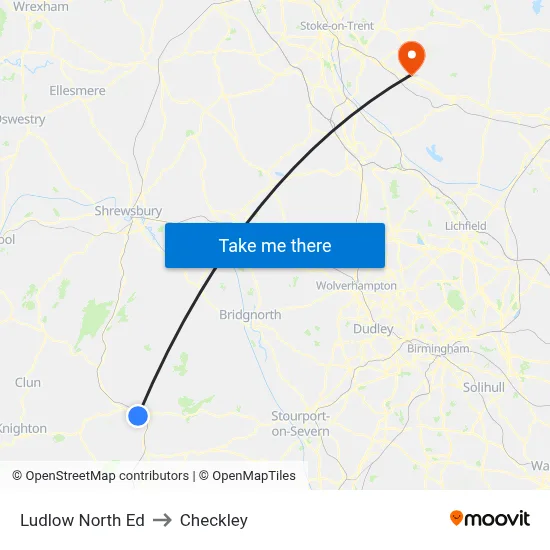 Ludlow North Ed to Checkley map