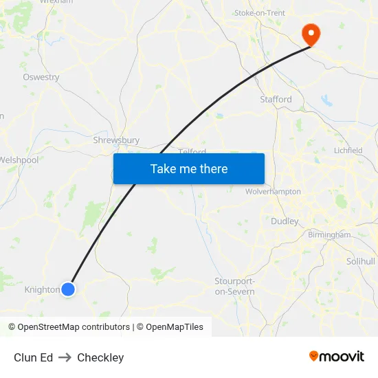 Clun Ed to Checkley map
