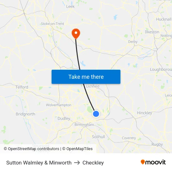 Sutton Walmley & Minworth to Checkley map