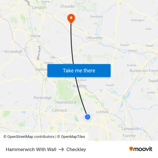 Hammerwich With Wall to Checkley map