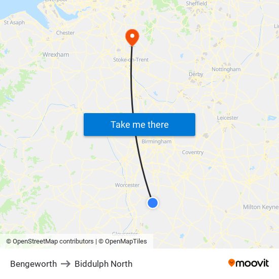 Bengeworth to Biddulph North map