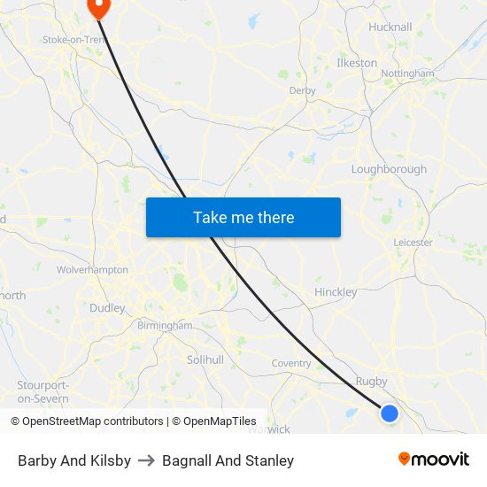 Barby And Kilsby to Bagnall And Stanley map