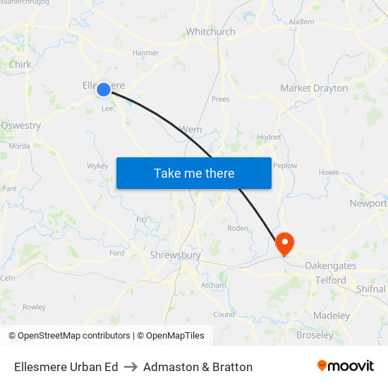 Ellesmere Urban Ed to Admaston & Bratton map