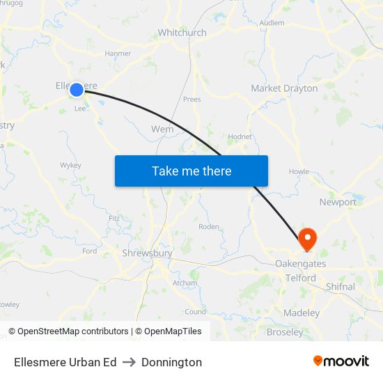 Ellesmere Urban Ed to Donnington map