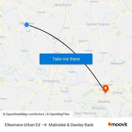 Ellesmere Urban Ed to Malinslee & Dawley Bank map