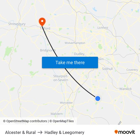 Alcester & Rural to Hadley & Leegomery map