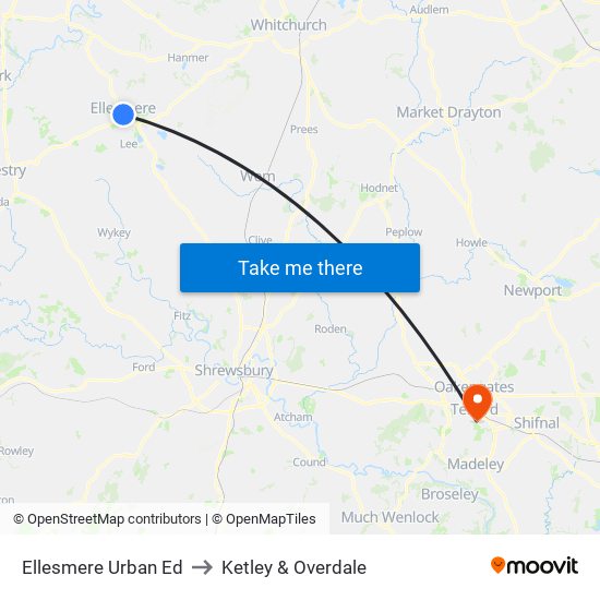 Ellesmere Urban Ed to Ketley & Overdale map