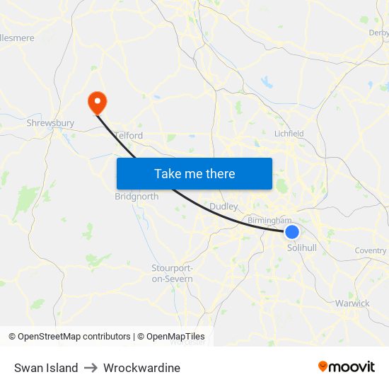 Swan Island to Wrockwardine map