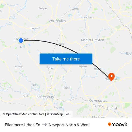 Ellesmere Urban Ed to Newport North & West map