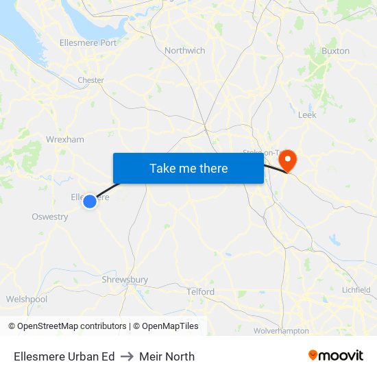 Ellesmere Urban Ed to Meir North map