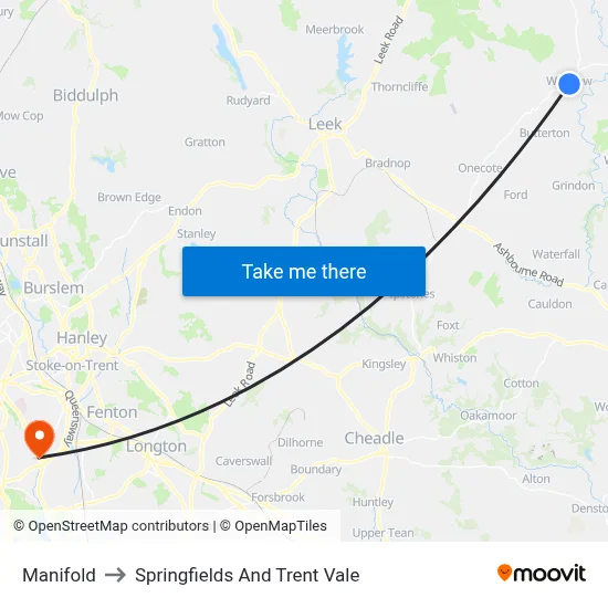 Manifold to Springfields And Trent Vale map