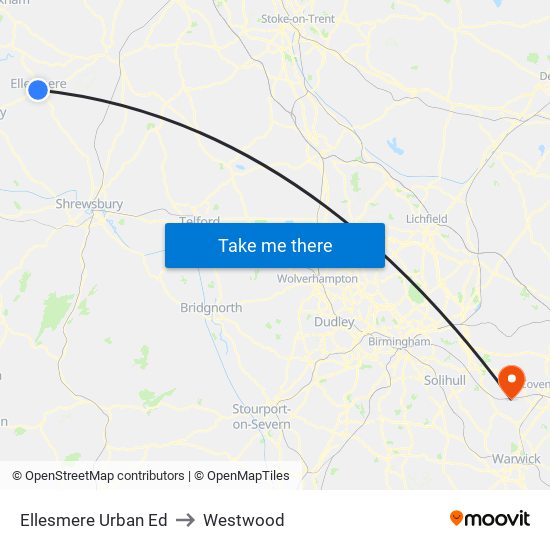 Ellesmere Urban Ed to Westwood map