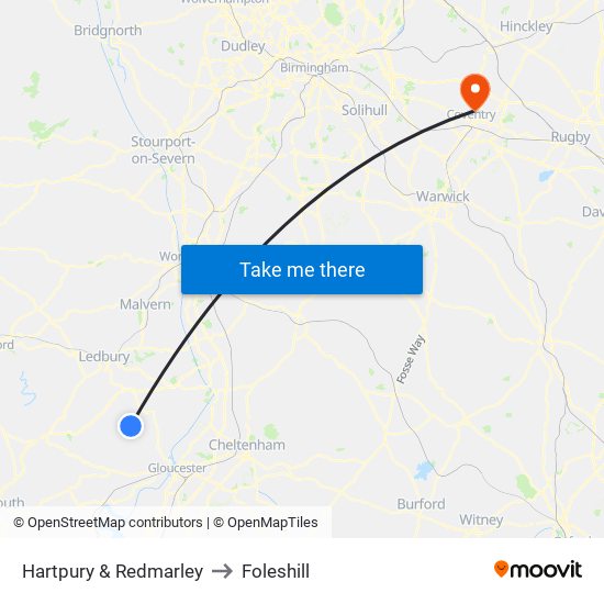 Hartpury & Redmarley to Foleshill map