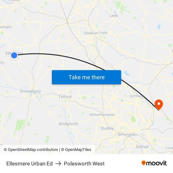 Ellesmere Urban Ed to Polesworth West map