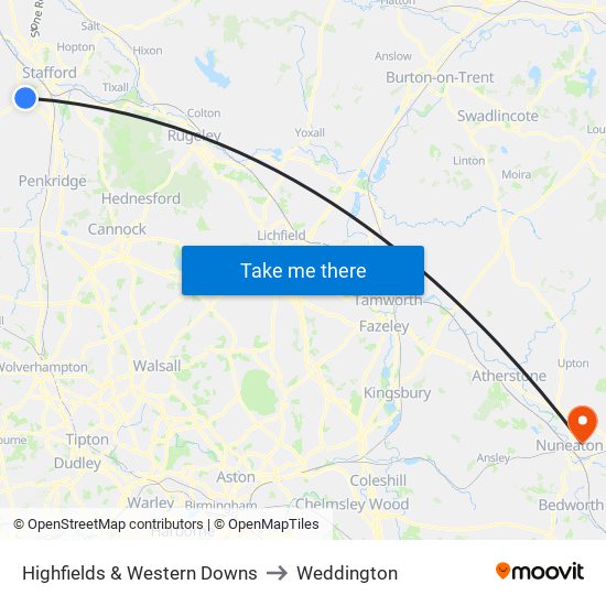 Highfields & Western Downs to Weddington map