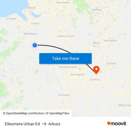 Ellesmere Urban Ed to Arbury map