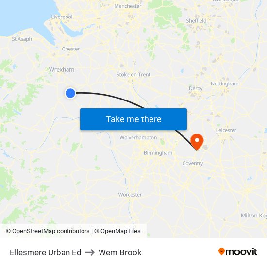 Ellesmere Urban Ed to Wem Brook map