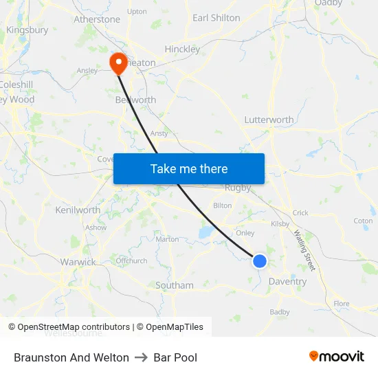 Braunston And Welton to Bar Pool map