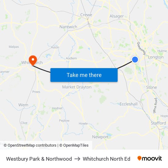 Westbury Park & Northwood to Whitchurch North Ed map