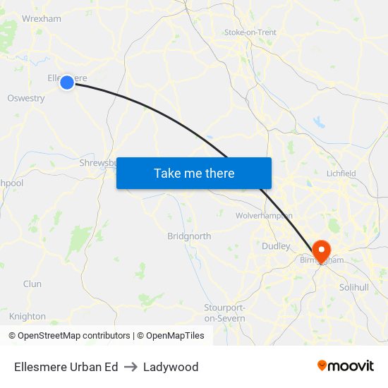 Ellesmere Urban Ed to Ladywood map