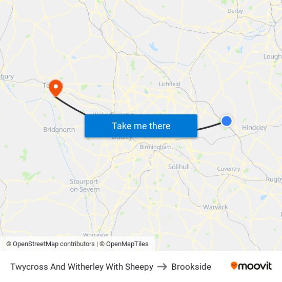 Twycross And Witherley With Sheepy to Brookside map