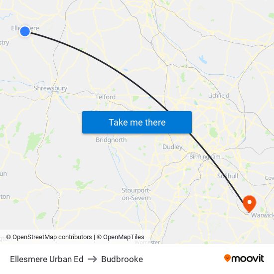 Ellesmere Urban Ed to Budbrooke map