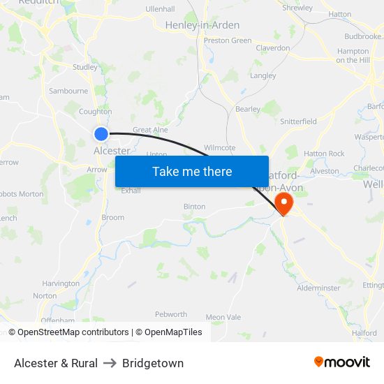 Alcester & Rural to Bridgetown map