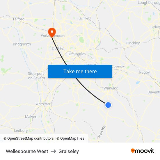 Wellesbourne West to Graiseley map