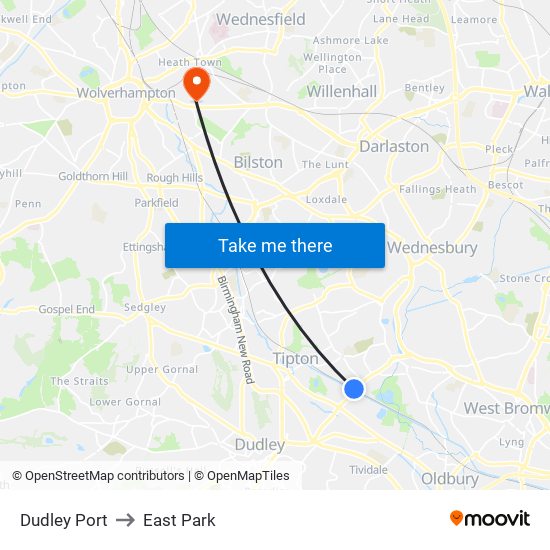 Dudley Port to East Park map