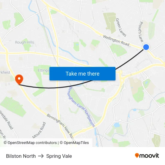 Bilston North to Spring Vale map