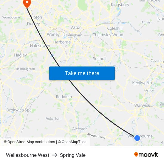 Wellesbourne West to Spring Vale map