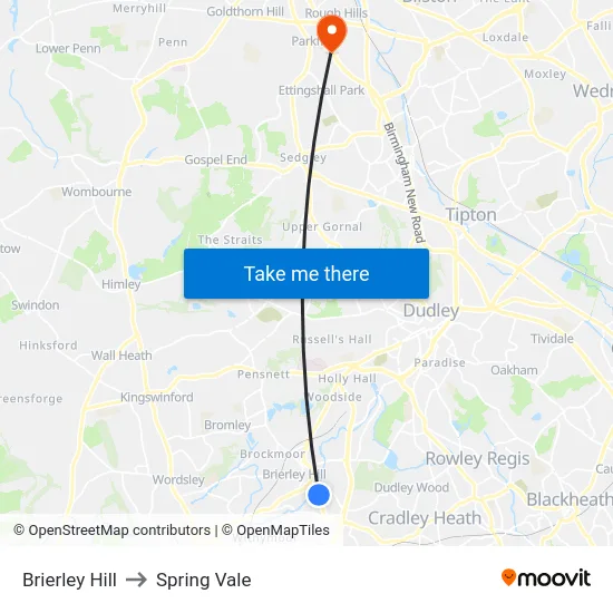 Brierley Hill to Spring Vale map