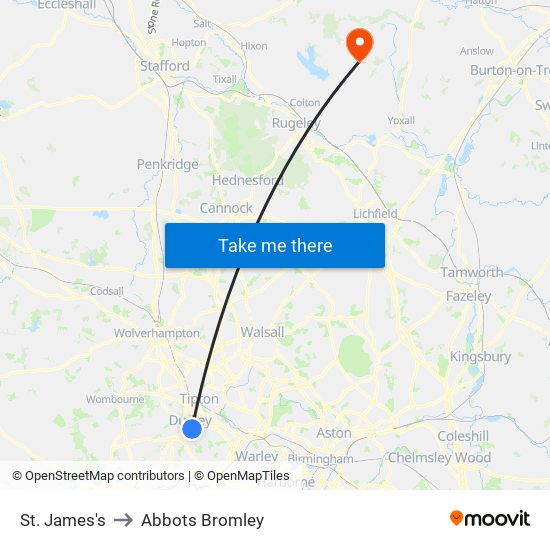 St. James's to Abbots Bromley map