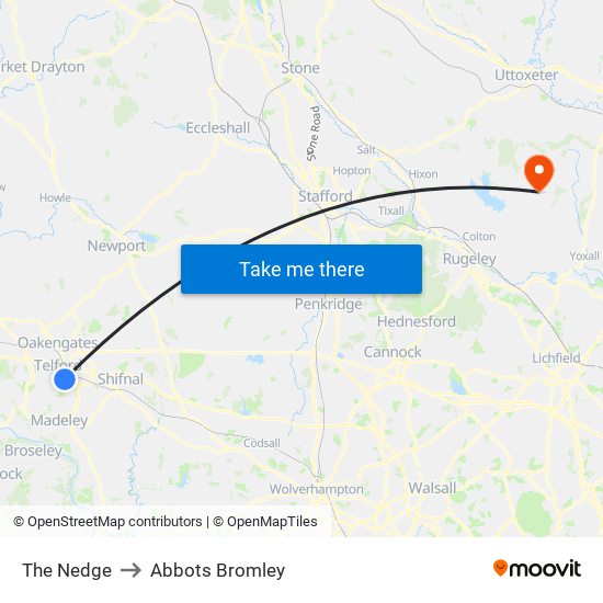 The Nedge to Abbots Bromley map