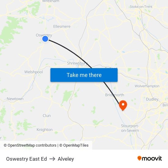 Oswestry East Ed to Alveley map