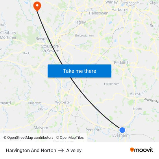 Harvington And Norton to Alveley map