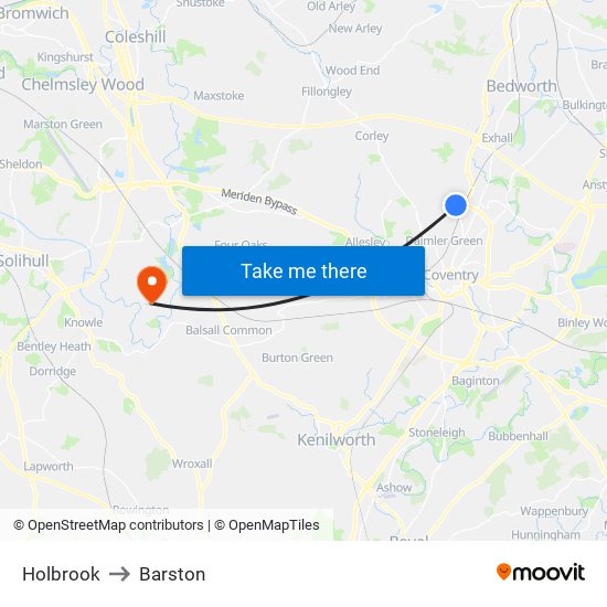 Holbrook to Barston map