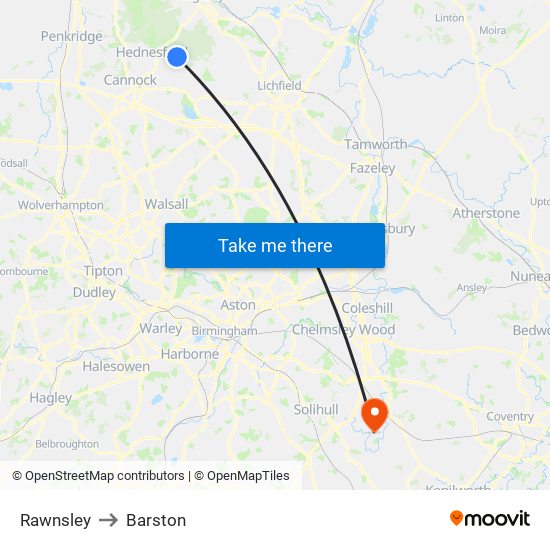 Rawnsley to Barston map