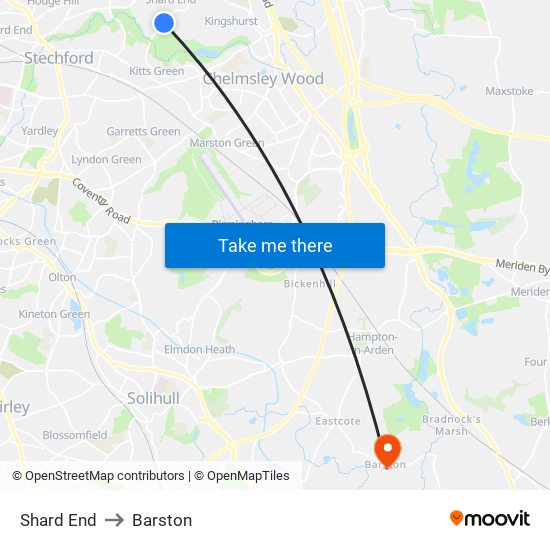 Shard End to Barston map