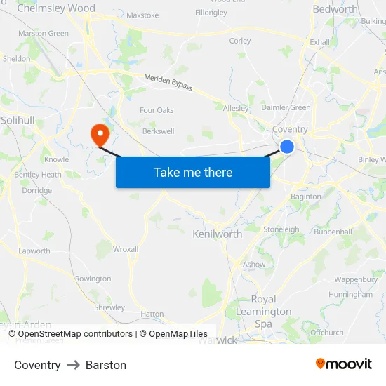 Coventry to Barston map
