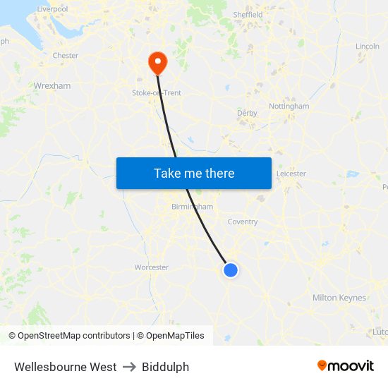 Wellesbourne West to Biddulph map